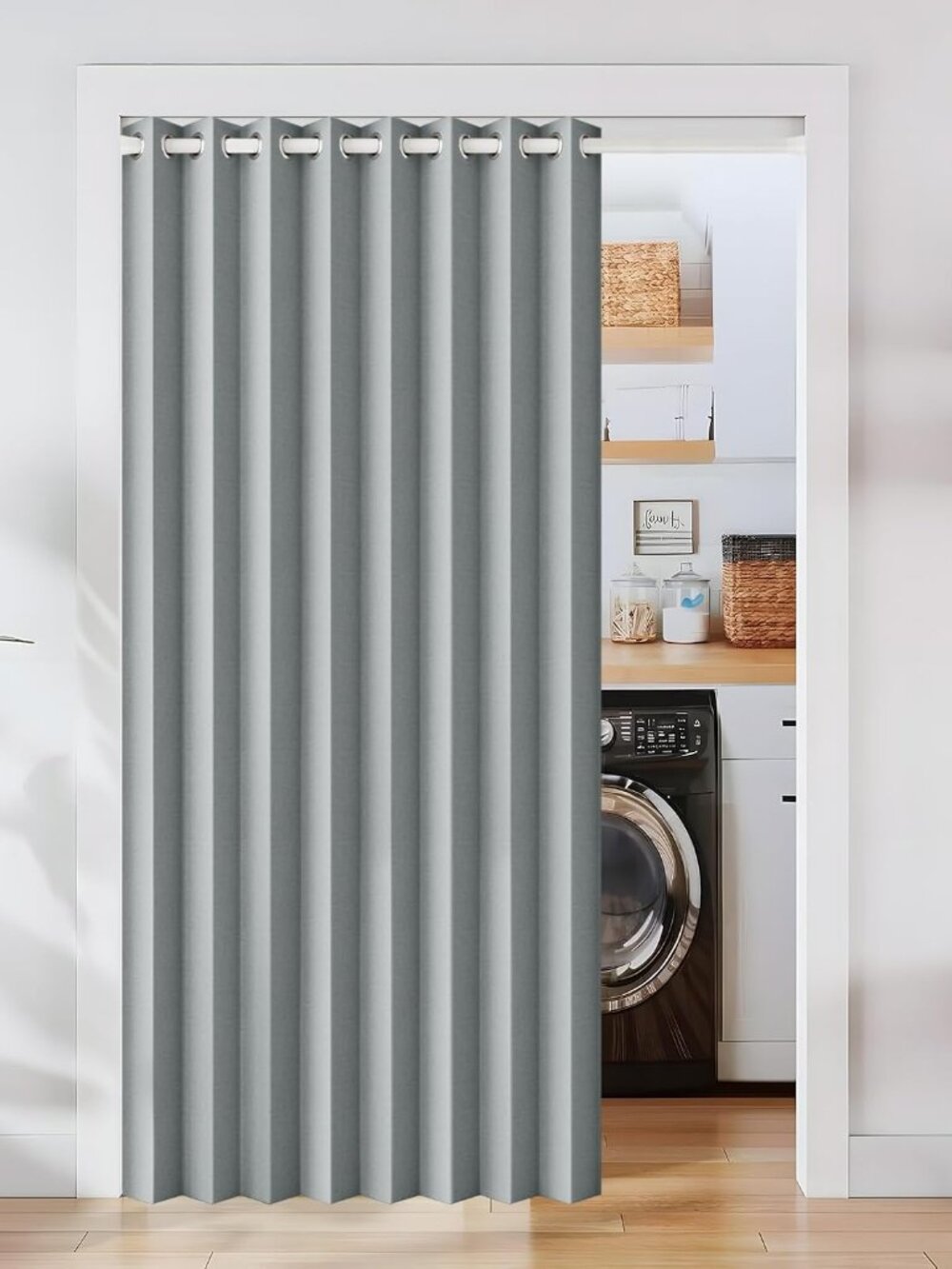 Magnetic Pleated Look Curtains - 100% Blackout Thermal Insulated Door & Window D
